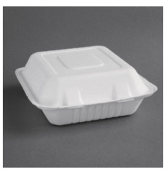 Boîtes avec couvercle à charnière Recyclables en bagasse Fiesta Recyclable 223mm (lot de 200)