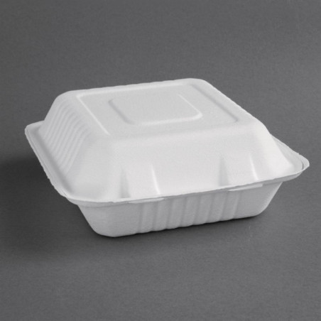 Boîtes avec couvercle à charnière Recyclables en bagasse Fiesta Recyclable 223mm (lot de 200)