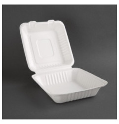 Boîtes avec couvercle à charnière Recyclables en bagasse Fiesta Recyclable 223mm (lot de 200)