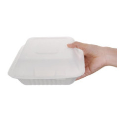 Boîtes 3 compartiments avec couvercle à charnière compostables en bagasse Fiesta Compostable 201mm (lot de 200)