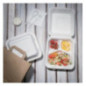 Boîtes 3 compartiments avec couvercle à charnière compostables en bagasse Fiesta Compostable 201mm (lot de 200)