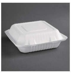 Boîtes avec couvercle à charnière Recyclables en bagasse Fiesta Recyclable 236mm (lot de 200)