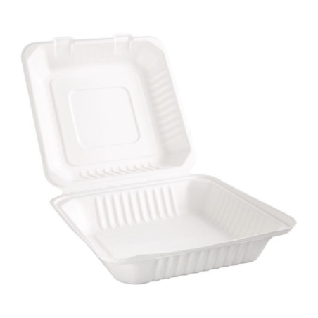 Boîtes avec couvercle à charnière Recyclables en bagasse Fiesta Recyclable 236mm (lot de 200)