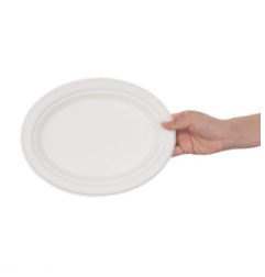 Assiettes ovales compostables en bagasse Fiesta Compostable 198mm (lot de 50)