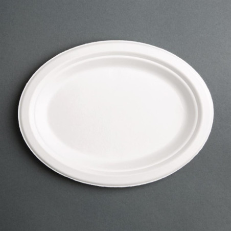 Assiettes ovales compostables en bagasse Fiesta Compostable 316mm (lot de 50)