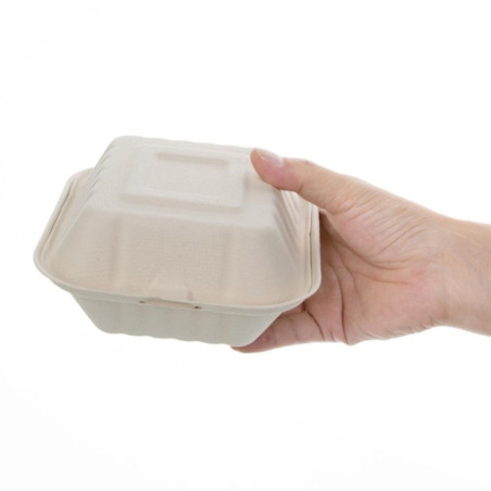 Boîtes hamburger compostables en bagasse coloris naturel Fiesta Compostable 152mm (lot de 500)