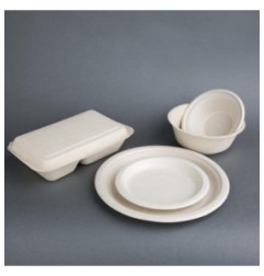 Bols ronds compostables en bagasse coloris naturel Fiesta Compostable 950ml (lot de 50)