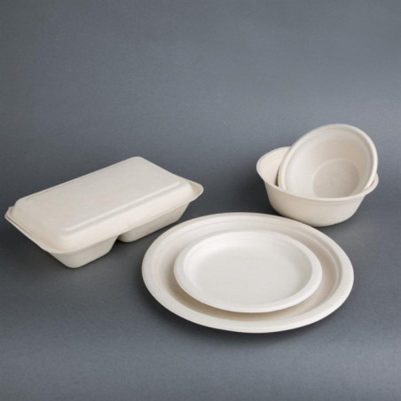 Bols ronds compostables en bagasse coloris naturel Fiesta Compostable 950ml (lot de 50)