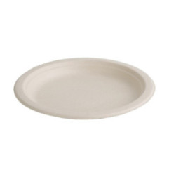 Assiettes rondes compostables en bagasse Fiesta Compostable coloris naturel 260mm (lot de 50)