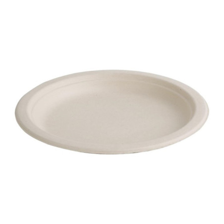 Assiettes rondes compostables en bagasse Fiesta Compostable coloris naturel 260mm (lot de 50)