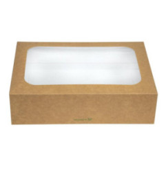 Boîtes compostables standards avec plateau et couvercle à fenêtre Vegware (Lot de 50)