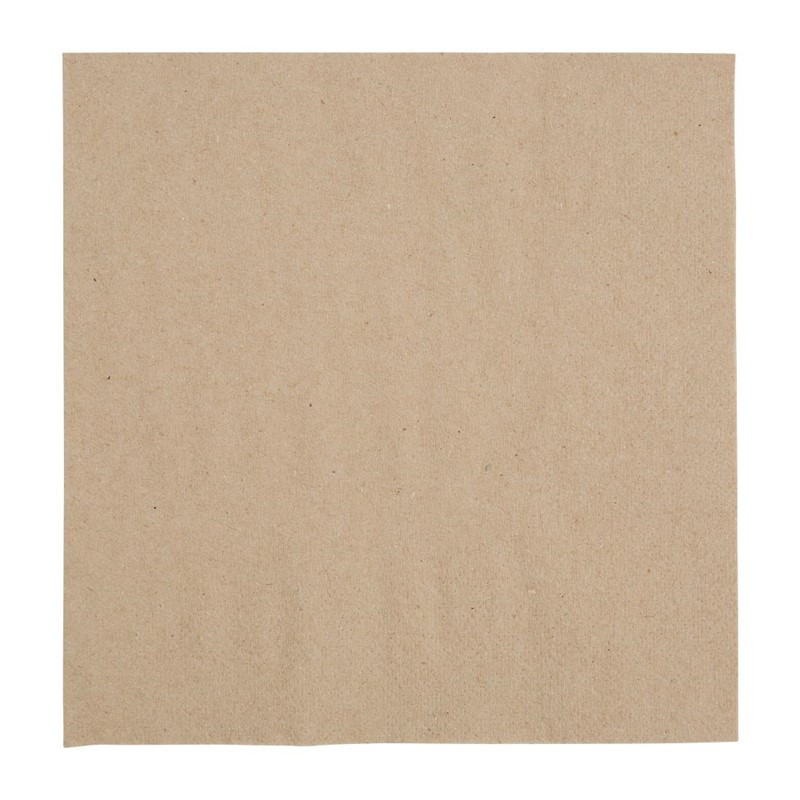 Serviettes snacking recyclées 2 plis pliage 1/4 Fiesta Recyclable 330mm kraft (lot de 2000)