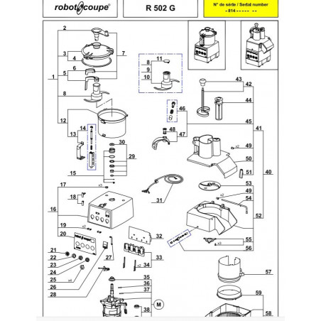 Pièces détachées pour R502 robot coupe