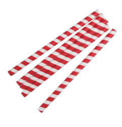 Pailles à smoothie compostables en papier emballées individuellement Fiesta Compostable à rayures rouges (lot de 250)