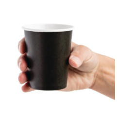 Gobelets boissons chaudes paroi simple Fiesta Recyclable noirs 230ml (lot de 50)