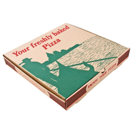 Boîtes à pizza imprimées compostables 358mm (lot de 50)