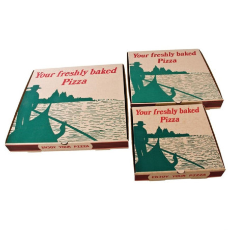 Boîtes à pizza imprimées compostables 358mm (lot de 50)
