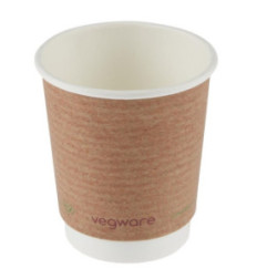 Gobelets boissons chaudes double paroi compostables Vegware 230ml (lot de 500)