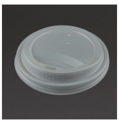 Couvercles compostables CPLA pour gobelets boissons chaudes Vegware 34 cl / 45,5 cl (lot de 1000)