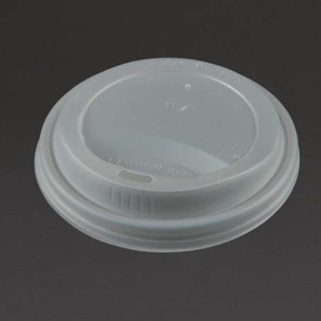 Couvercles compostables CPLA pour gobelets boissons chaudes Vegware 34 cl / 45,5 cl (lot de 1000)