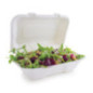 Boîtes repas en bagasse compostables avec couvercle à charnière Vegware 228mm (Lot de 200)