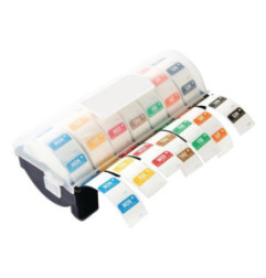 Kit étiquettes alimentaires solubles code couleur et distributeur plastique Hygiplas 24mm