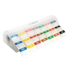 Etiquettes alimentaires solubles code couleur avec distributeur Hygiplas 50mm