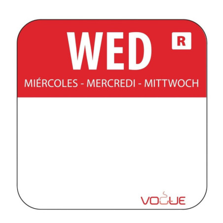 Etiquettes alimentaires code couleur rouge Vogue mercredi 24mm (Lot de 1000)