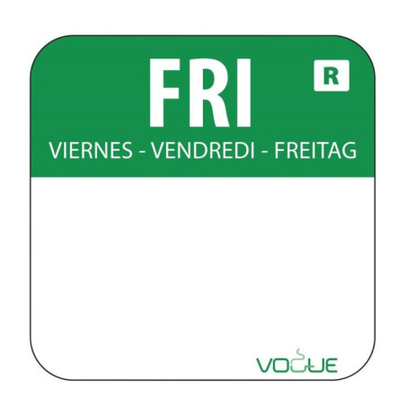 Etiquettes alimentaires code couleur vert Vogue vendredi 24mm (Lot de 1000)