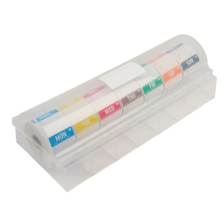 Etiquettes amovibles code couleur avec distributeur plastique Hygiplas 50mm