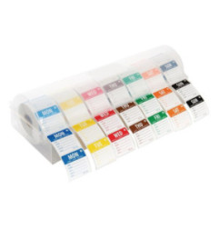 Etiquettes amovibles code couleur avec distributeur plastique Hygiplas 50mm