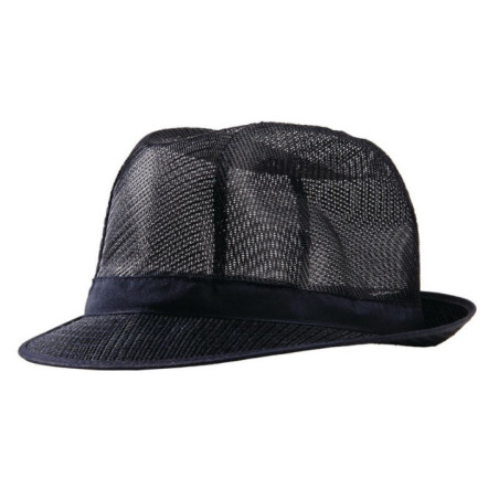 Chapeau Trilby bleu marine avec résille M