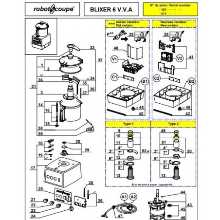 pièces détachées pour robot coupe blixer 6 VV A