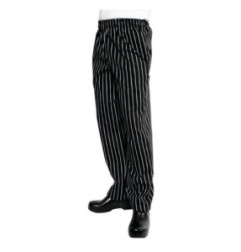 Pantalon de cuisine mixte Baggy Chef Works rayé noir et blanc L