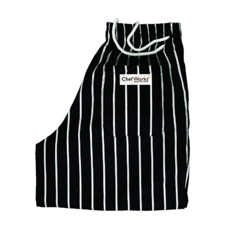 Pantalon de cuisine mixte Baggy Chef Works rayé noir et blanc M