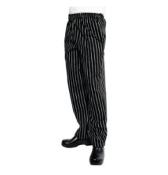 Pantalon de cuisine mixte Baggy Chef Works rayé noir et blanc S