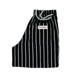 Pantalon de cuisine mixte Baggy Chef Works rayé noir et blanc XL