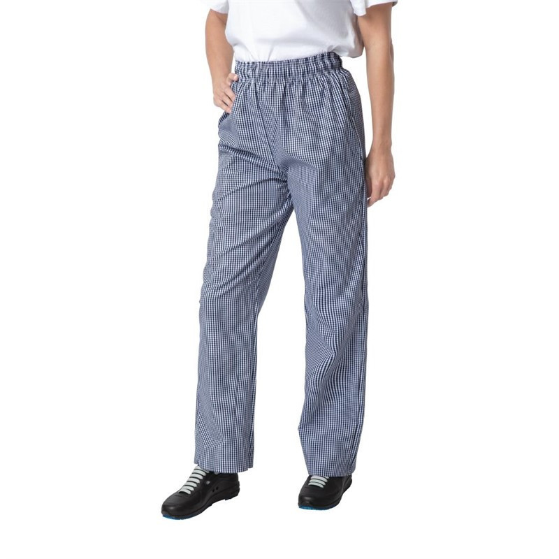 Pantalon de cuisine mixte Whites Vegas petits carreaux bleus et blancs L