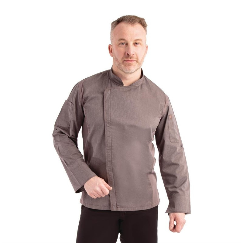 Veste de cuisine mixte légère à fermeture éclair Hartford Chef Works Urban gris graphite L