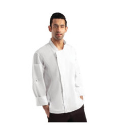 Veste de cuisine mixte légère à fermeture éclair Hartford Chef Works Urban blanche XL