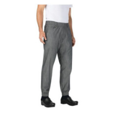 Pantalon de cuisine Works Urban Jogger 257 à fines rayures noires et blanches L