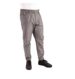 Pantalon de cuisine Works Urban Jogger 257 à fines rayures noires et blanches L