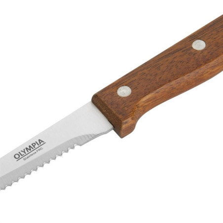 Couteaux à viande Olympia manche en bois (Lot de 12)