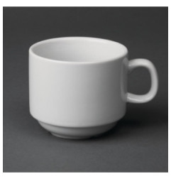 Tasse à thé empilable blanche whiteware Olympia 200ml (Lot de 12)