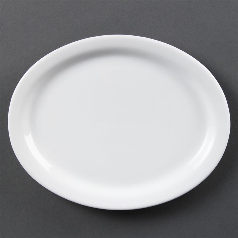 Assiettes ovales blanches Olympia 250mm (Lot de 6)