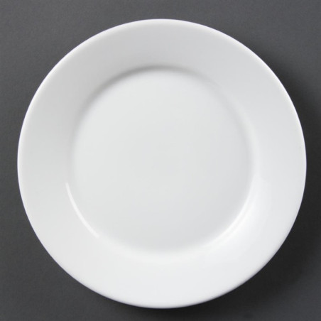 Assiettes à bord large blanches Olympia 230mm (Lot de 12)