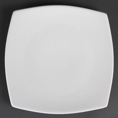 Assiettes carrées bords arrondis blanches Olympia 270mm (Lot de 6)