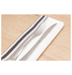 Serviettes de table bistro avec rayures noires x10