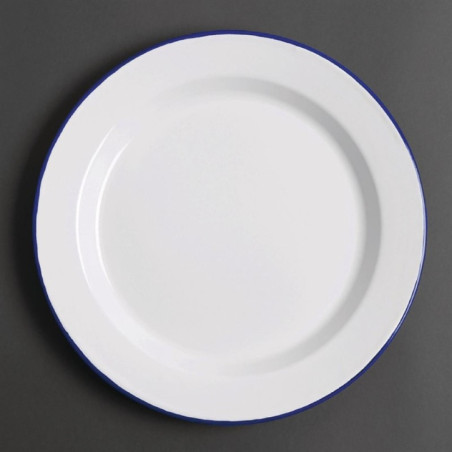 Assiette plate en acier émaillé Olympia 300mm lot de 6