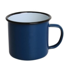 Mugs en acier émaillé bleu et noir Olympia 350ml